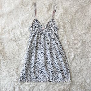 VIctoria’s Secret leopard print slip grey white ruffle trim Sz S